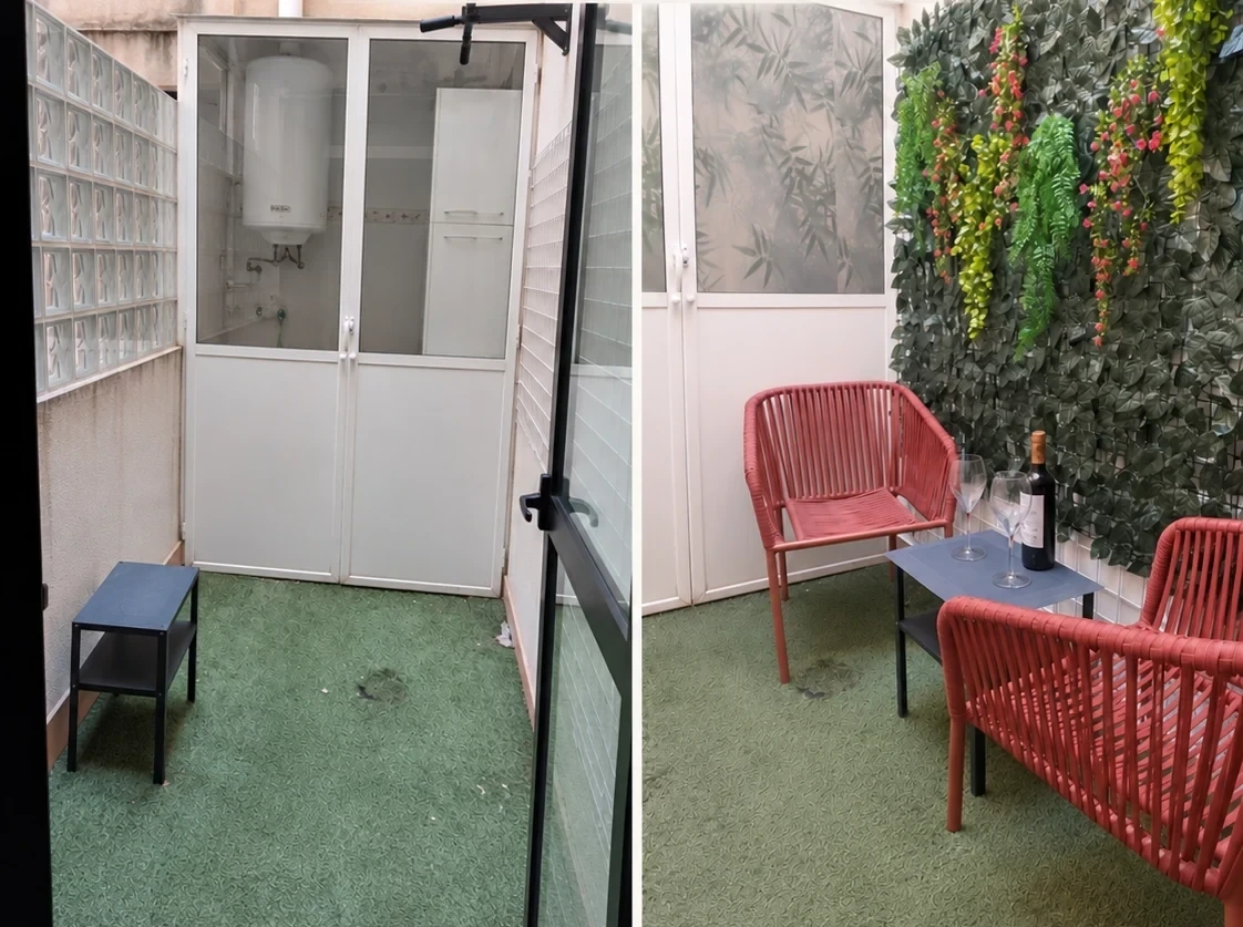 Antes y después de una terraza transformada